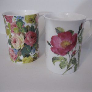 Lot of 2 Stechol Floral Bone China Mugs - NWOT